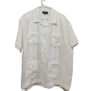 Success of Uomo White Embroidered Linen men’s casual button down size xxl